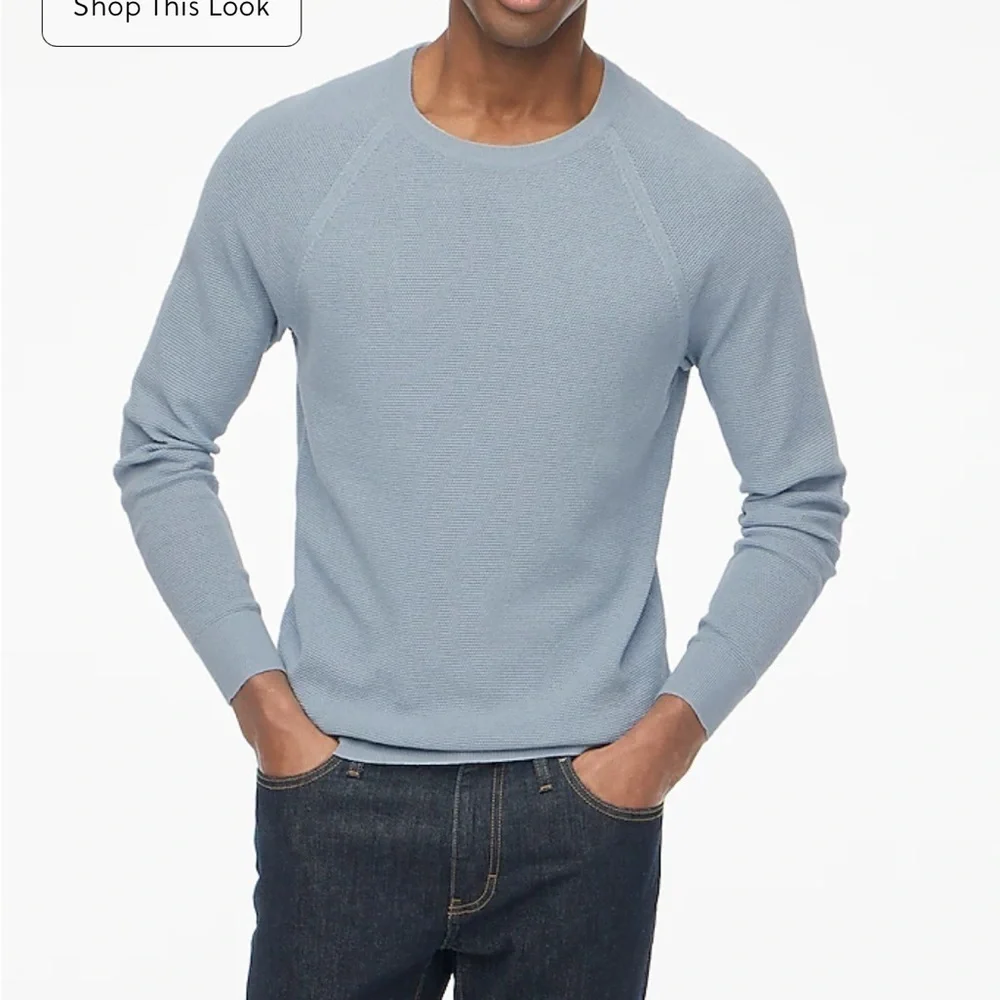 J crew Danube blue Cotton seed-stitch crewneck sweater